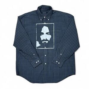 Charles manson graphic screen printed on vintage nautical button up skate